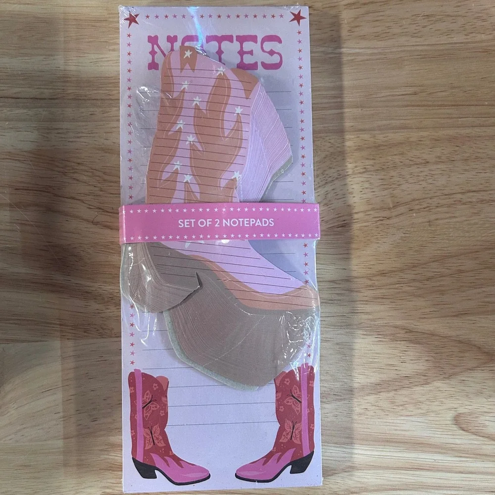 James Burke Collection Pink Cowboy Boot Notebook Set of 2‎ Notepads 6x8 New